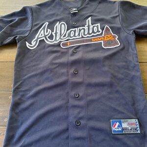 Atlanta Braves Vintage Jersey. Navy blue color